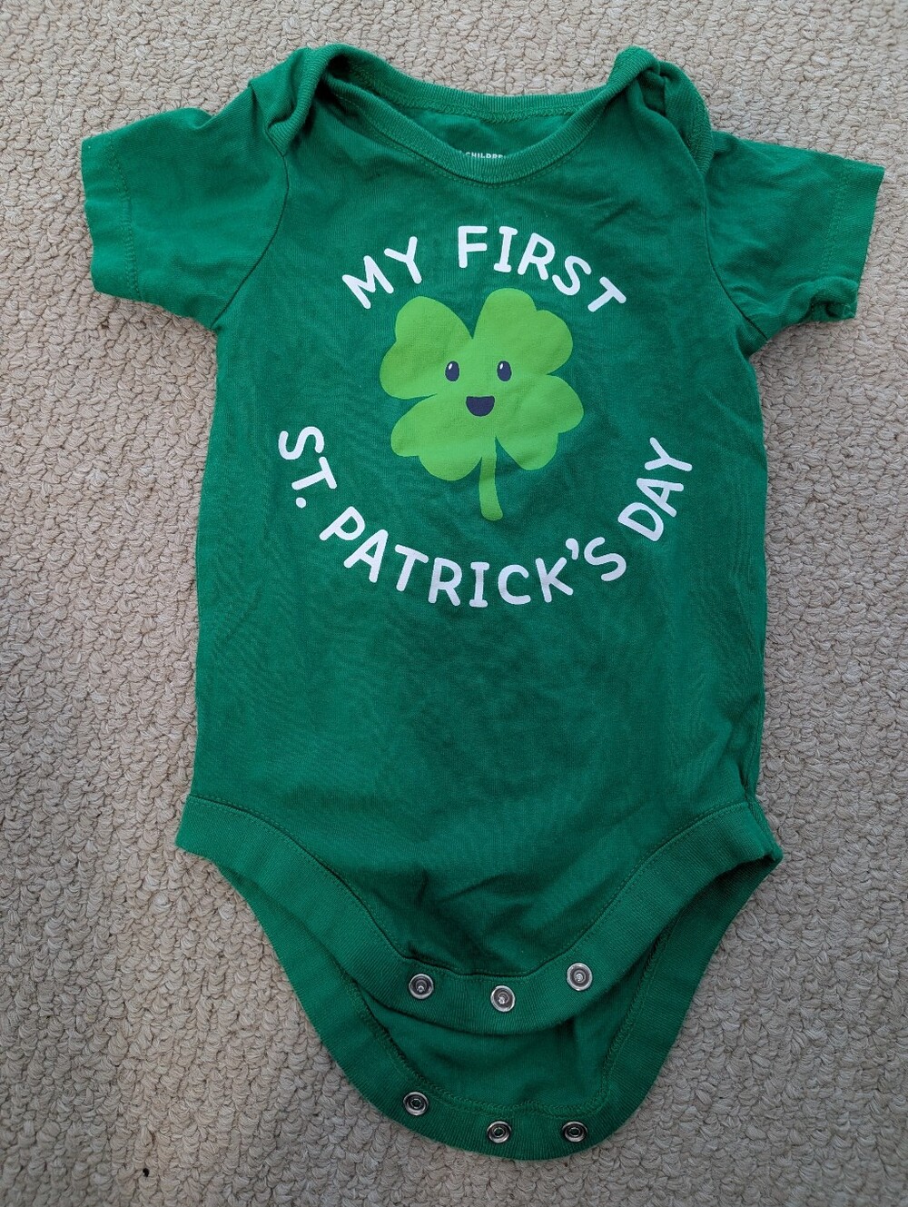The Children's Place Green St. Patrick's Day One-Piece with Shamrock